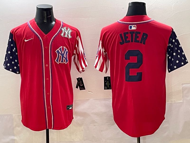 Men New York Yankees 2 Jeter Red a generation of national flags Jointly Name 2025 Nike MLB Jersey style 8
